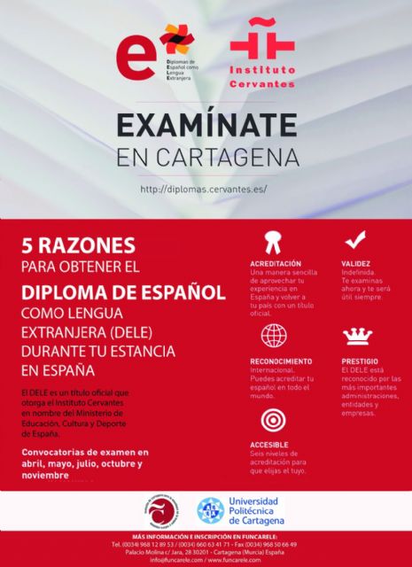 Los exámenes de español DELE llegan a Cartagena con Funcarele