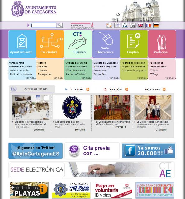 La web municipal de Cartagena, a la cabeza de la Región de Murcia en transparencia