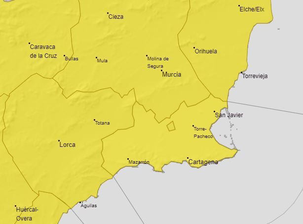 Aviso amarillo por lluvias en Cartagena este lunes