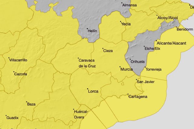 Aviso amarillo por viento y fenómenos costeros este domingo en Cartagena