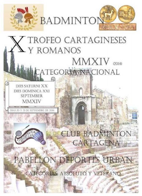 Vuelve el Trofeo de Bádminton de Carthagineses y Romanos en su décima edición