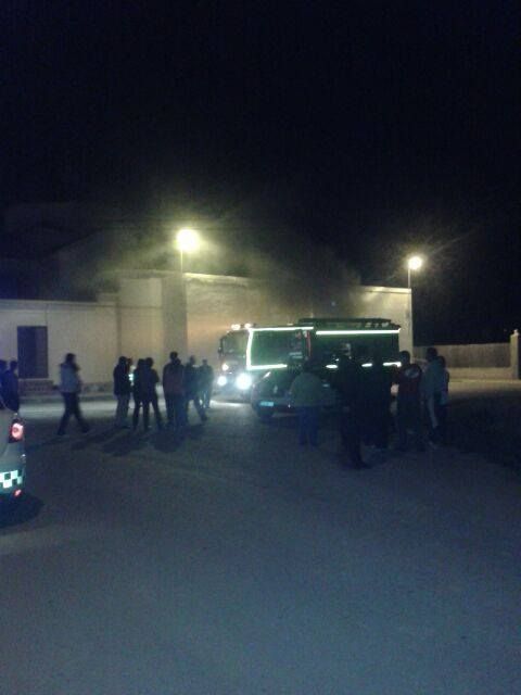 Incendio en el salón parroquial de El Albujón, cuando montaban su tradicional belén