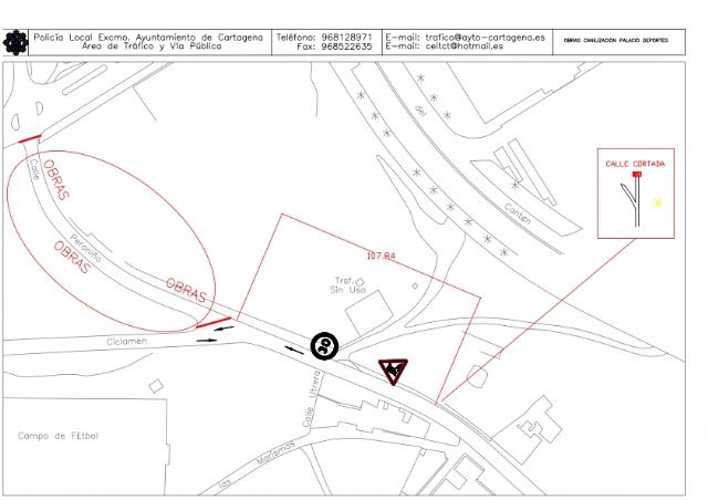 Corte de tráfico de un tramo de Peroniño para las acometidas del Palacio de Deportes
