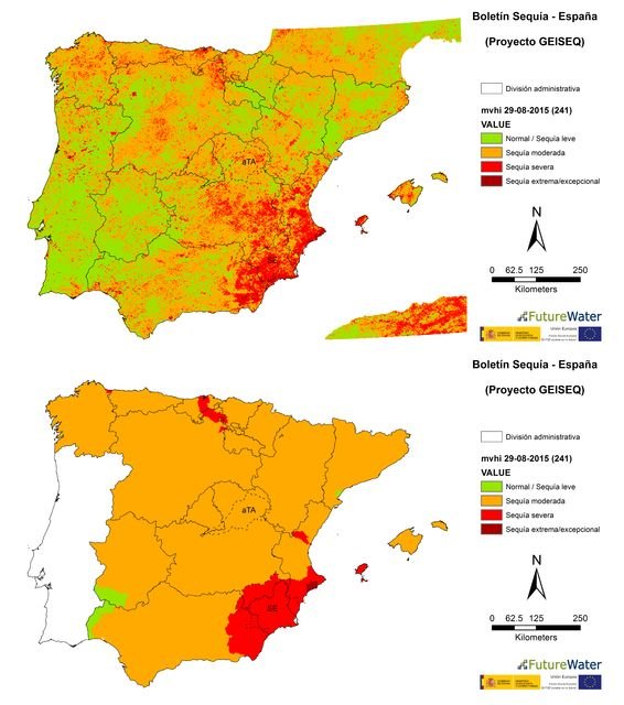 Una spin-off de la Politécnica de Cartagena actualiza semanalmente el estado de la sequía en la Península