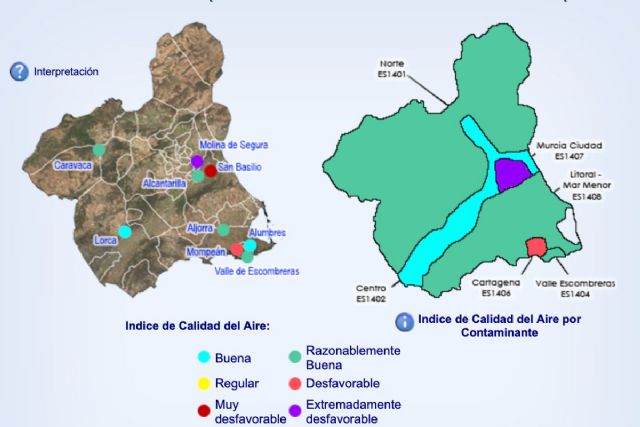 Desactivado el Nivel 1 preventivo al mejorar la calidad del aire en Cartagena, La Aljorra, litoral y valle de Escombreras