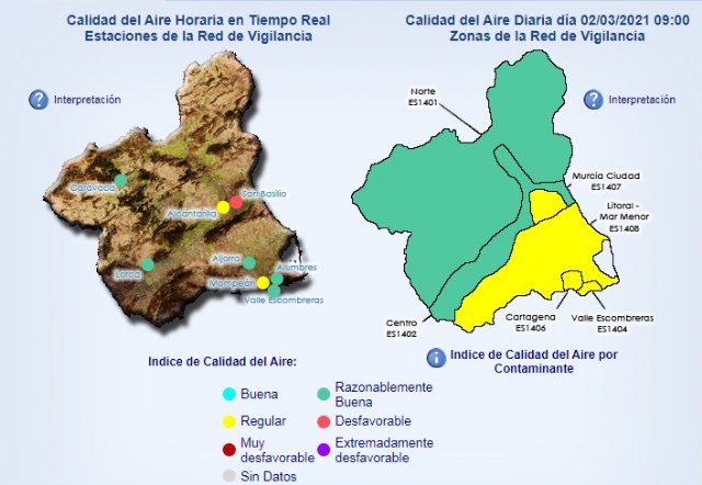 Activado el nivel 1 preventivo por contaminación de partículas en suspensión en el Valle de Escombreras