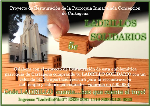 'Mini ladrillos solidarios' para colaborar con la restauración de la Inmaculada Concepción de Cartagena