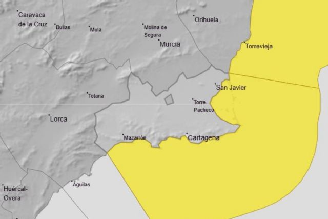 Aviso amarillo por fenómenos costeros y viento este martes en el litoral de Cartagena