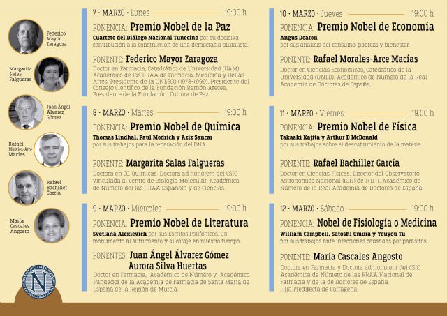 Federico Mayor Zaragoza abrirá el próximo lunes el ciclo de conferencias sobre los Premios Nobel en Cartagena