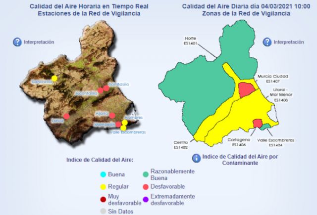 Nivel preventivo por un episodio de contaminación por partículas registrado en la estación de Mompean