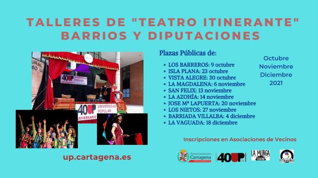 Abierto el plazo para apuntarse a los talleres de teatro que la Universidad Popular organiza en barrios de Cartagena