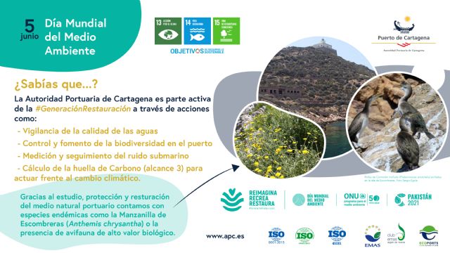 El compromiso con el Medio Ambiente de la Autoridad Portuaria de Cartagena y su apoyo a #GeneraciónRestauración