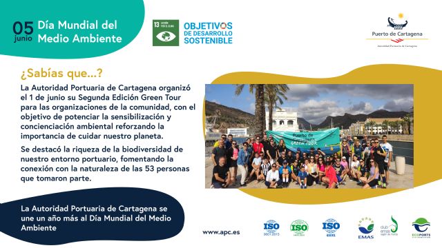 El Puerto de Cartagena destaca su papel como uno de los puertos más sostenibles del Mediterráneo en el Día Mundial del Medio Ambiente