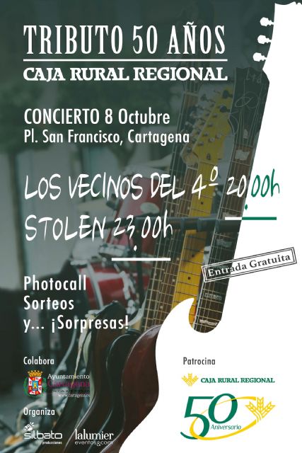 Lo mejor del rock y la rumba llegan a Cartagena para celebrar los 50 años de Caja Rural Regional