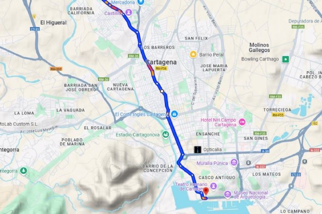 Corte de tráfico hoy viernes a las 14 horas desde el puerto de Cartagena a Los Dolores: incluye plaza de España, Alameda y calle Real