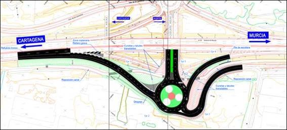 Fomento aprueba el expediente de información pública del proyecto para la mejora del enlace del p.k. 191 de la A-30, en Cartagena