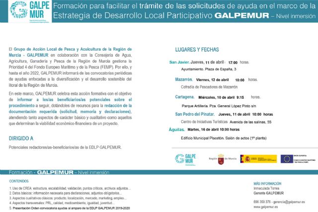 El Ayuntamiento presenta las ayudas del Fondo Europeo Marítimo y de Pesca junto a Galpemur