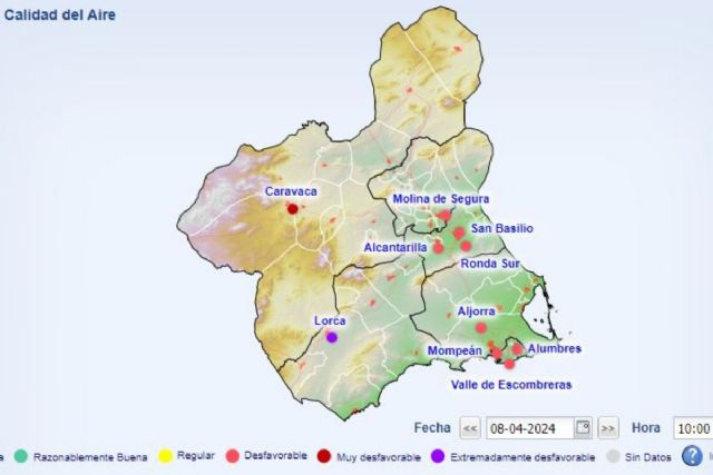 Activado el nivel 1 preventivo por calidad del aire en Campo de Cartagena, Alumbres y núcleo urbano
