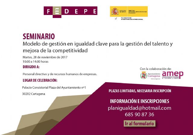 El Palacio Consistorial acoge un seminario para fomentar la implantacion de planes de igualdad en Pymes