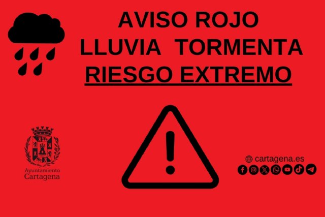 Aviso rojo de riesgo extremo por lluvia y tormenta este viernes en Cartagena