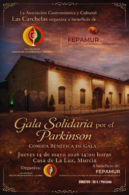 La Asociación Gastronómica y Cultural Las Carchelas celebrará el próximo jueves la I ‘Gala Solidaria por el Parkinson’