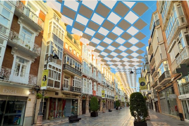 Comienza la instalación del sistema de sombra ´Teselas´ en la calle del Carmen