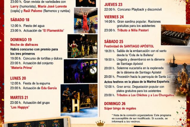 Santa Lucía afronta la semana grande de sus fiestas con música, gastronomía y la llegada de Santiago Apóstol por mar