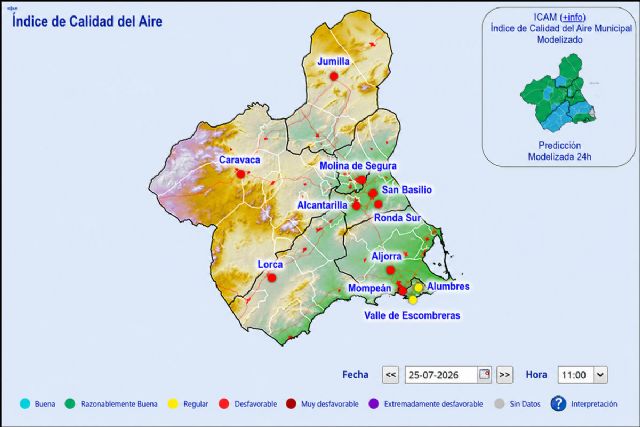 Se mantiene el Nivel 2 Correctivo por partículas en La Aljorra y se extiende a Mompeán