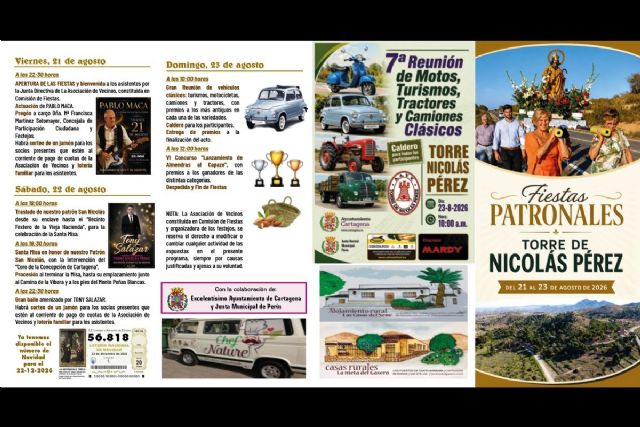Torre de Nicolás Pérez celebra sus fiestas patronales en honor a San Nicolás del 21 al 23 de agosto