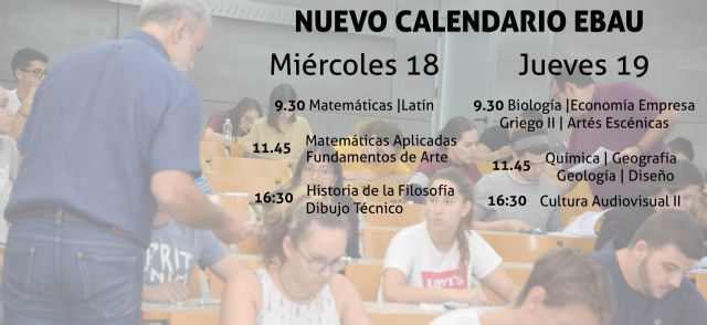 Los exámenes de EBAU se aplazan a miércoles y jueves de la próxima semana