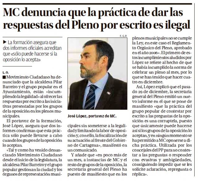 Ciudadanos acusa a MC de hacer en el Pleno lo que consideraba ilegal cuando estaba en la oposición