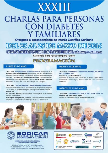 Las charlas de SODICAR mostrarán la alimentación saludable como factor principal de lucha contra la diabetes