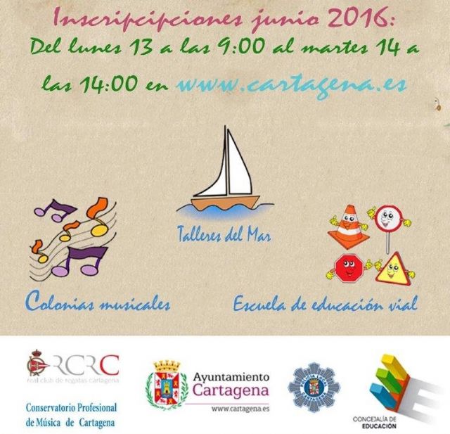 Abierto el plazo para Colonias Musicales, Talleres del Mar y Educación Vial en verano