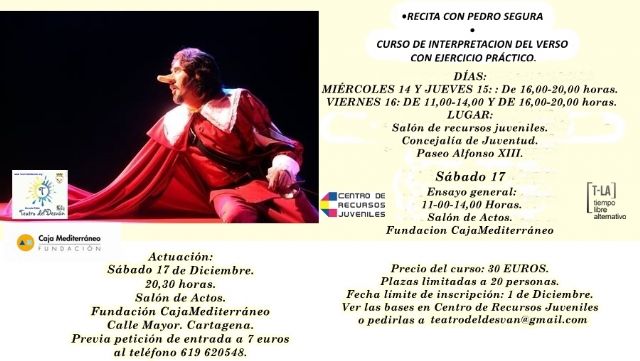 El Teatro del Desván abre el plazo de inscripciones para el curso de interpretación del verso con Pedro Segura