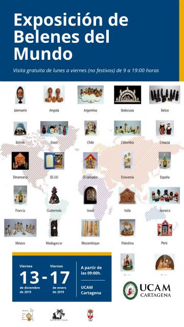 La UCAM de Cartagena acoge una exposición de 73 belenes de los cinco continentes