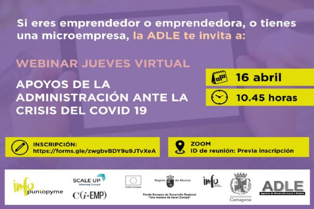 La ADLE y el Info organizan un encuentro digital para explicar a emprendedores y microempresas cómo acceder a ayudas por el COVID19