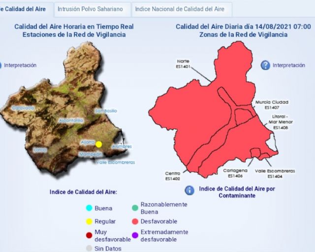 Nivel 2 correctivo por contaminación atmosférica en Cartagena debido a la presencia de masas de aire africano