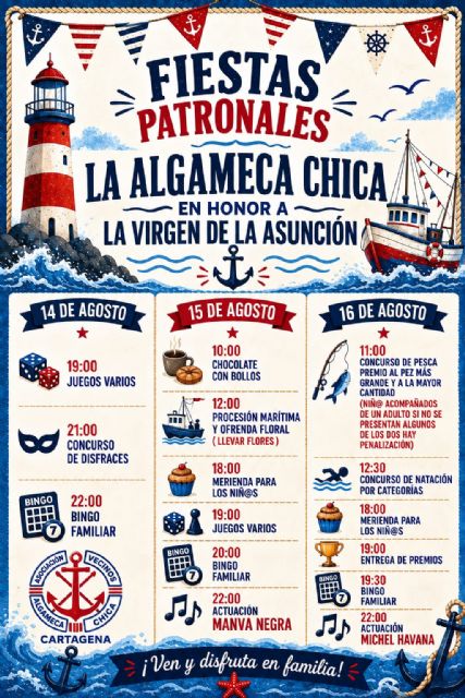 La Algameca Chica rifará comidas y cenas gratuitas este fin de semana en sus fiestas patronales