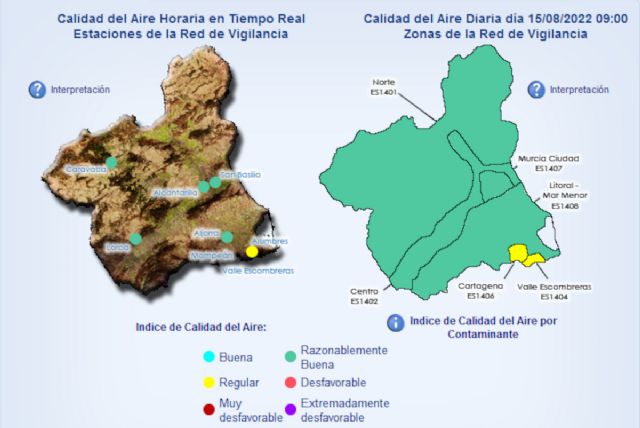 Desactivados los niveles de actuación por partículas en suspensión tanto en La Aljorra como en la zona de Escombreras