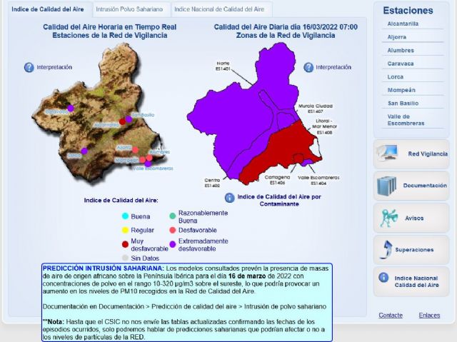 Continúa el episodio de intrusión de masas de aire africano que afecta a Cartagena