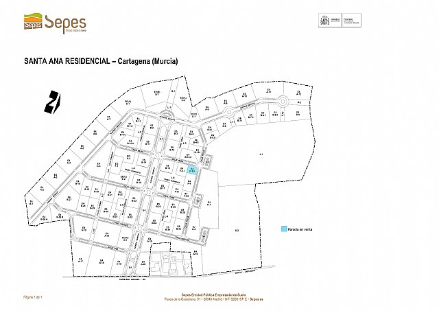 SEPES comercializa una parcela en la actuación industrial Santa Ana Residencial en el municipio de Cartagena