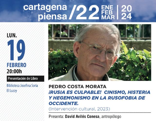 Pedro Costa presenta su nuevo libro este lunes en Cartagena Piensa