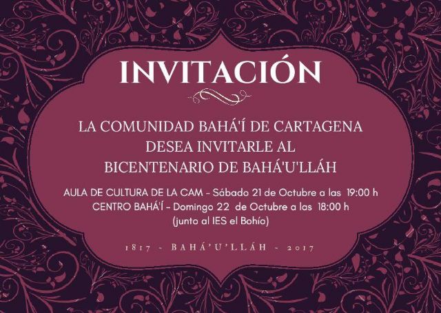 Conmemoracion del bicentario del nacimiento de BahaULlah (1817-2017)