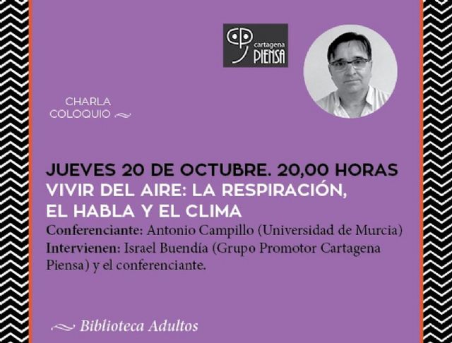Antonio Campillo dará una charla el jueves sobre la respiración, el habla y el clima en el Luzzy