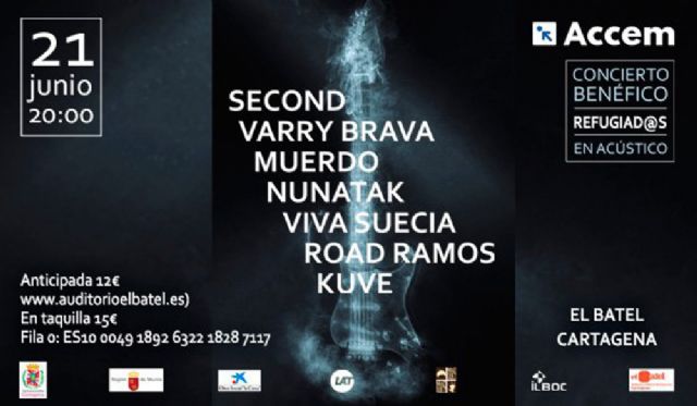 Second, Varry Brava, Nunatak, Viva Suecia, Muerdo, Road Ramos y Kuve, en el concierto de apoyo a los refugiados de Accem