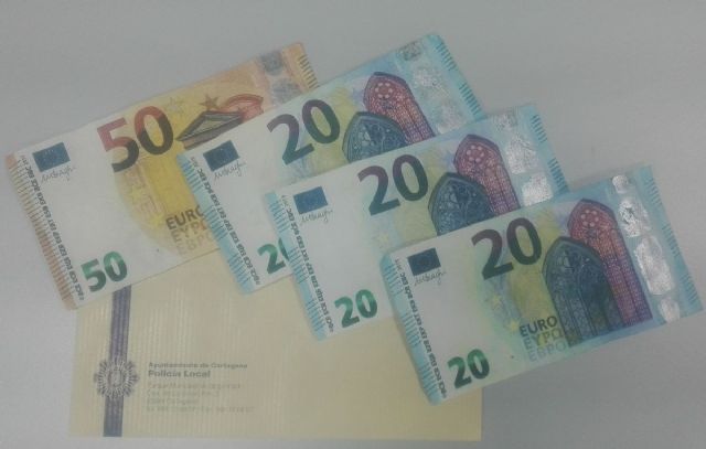 La Policía Local de Cartagena interviene 4 billetes falsificados