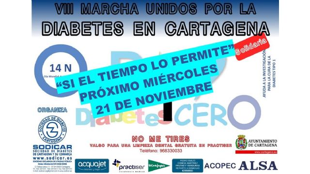 SODICAR traslada su VIII Marcha Solidaria Unidos por la Diabetes al miércoles, 21 de noviembre