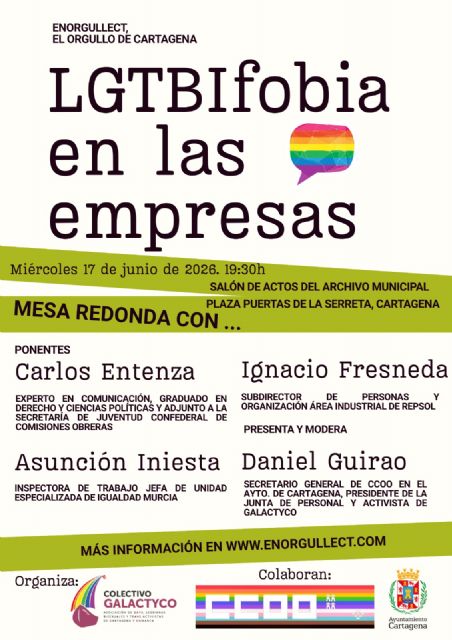 GALACTYCO celebra este miércoles en el Archivo Municipal una mesa redonda sobre LGTBIQfobia en las empresas