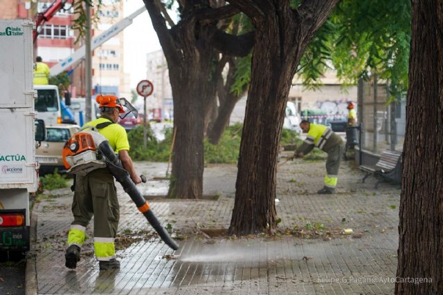 Cartagena recupera la normalidad tras casi un centenar de avisos por lluvia y viento