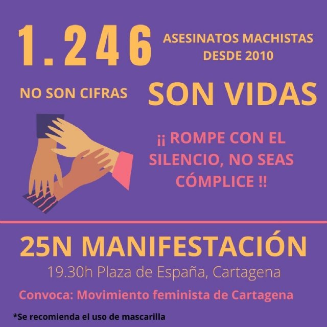 El movimiento feminista de Cartagena convoca una manifestación este 25 de noviembre para exigir el fin de las violencias machistas